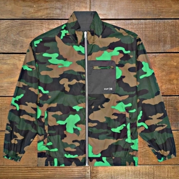 HUF ✦ Camo Reversible Cambridge Harrington Jacket ✦ Men’s S Double-Layer Cotton - Picture 3 of 9